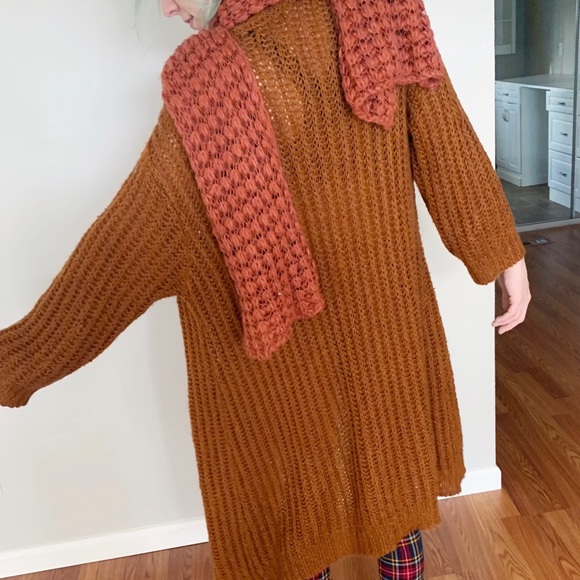 Maxi knit terra-cotta cardigan - Picture 3 of 5